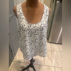 Banana Republic White Tank Top with Navy Floral Print